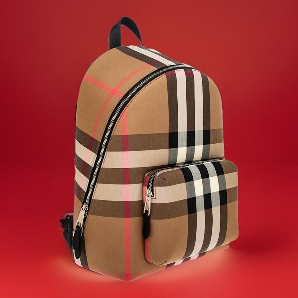 NEW! Burberry Mens’ Jeff Check Canvas Backpack/ MSRP $1,550